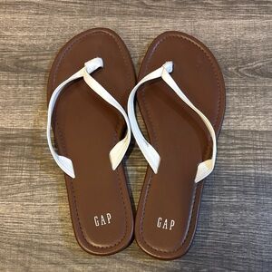 GAP Brown Footbed Sandals with White Straps